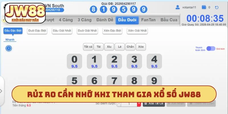 Rủi ro cần nhớ khi tham gia xổ số JW88