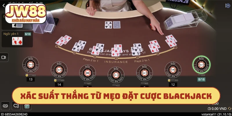 Xác suất thắng từ mẹo đặt cược blackjack
